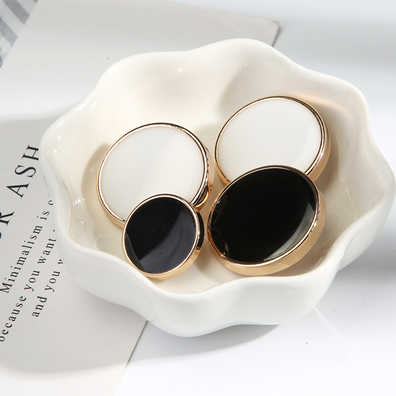 黑色金属扣西装西裤装饰扣金边圆形纽扣大衣外套扣子衣服小钮扣男