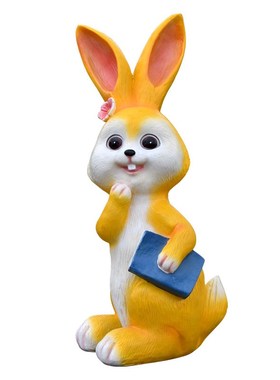 户外花园庭院摆件卡通读书兔子玻璃钢动物雕塑园林草坪幼儿园装饰