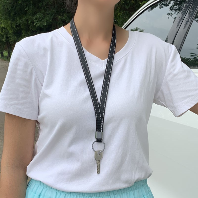 新款挂脖尼龙织带钥匙扣男女中小学生校卡长款套脖防丢锁匙挂绳