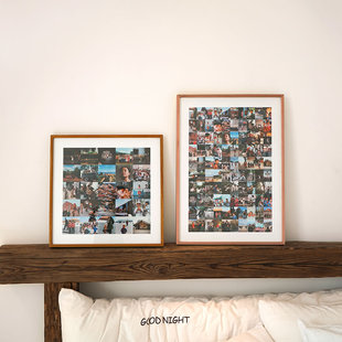 鲁大爷宝宝成长百睡图定制照片墙多张照片相框相片挂墙宫格实木大