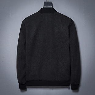 秋冬季中年男士羊毛呢子夹克男宽松加肥加大码爸爸装胖子短款外套