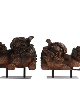 新中式麒麟狮子摆件样板房书房客厅酒柜软装饰品东方创意时尚摆设