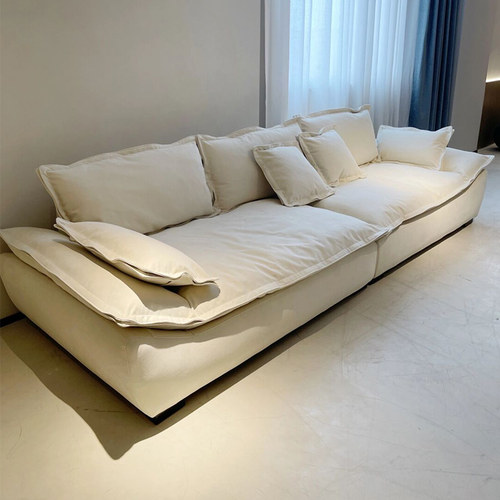 侘寂风帆船沙发超宽坐深奶油风法式轻奢科技布客厅懒人羽绒猫抓布