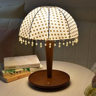 法式后现代复古实木触摸台灯卧室床头灯创意设计感客厅书房书桌灯