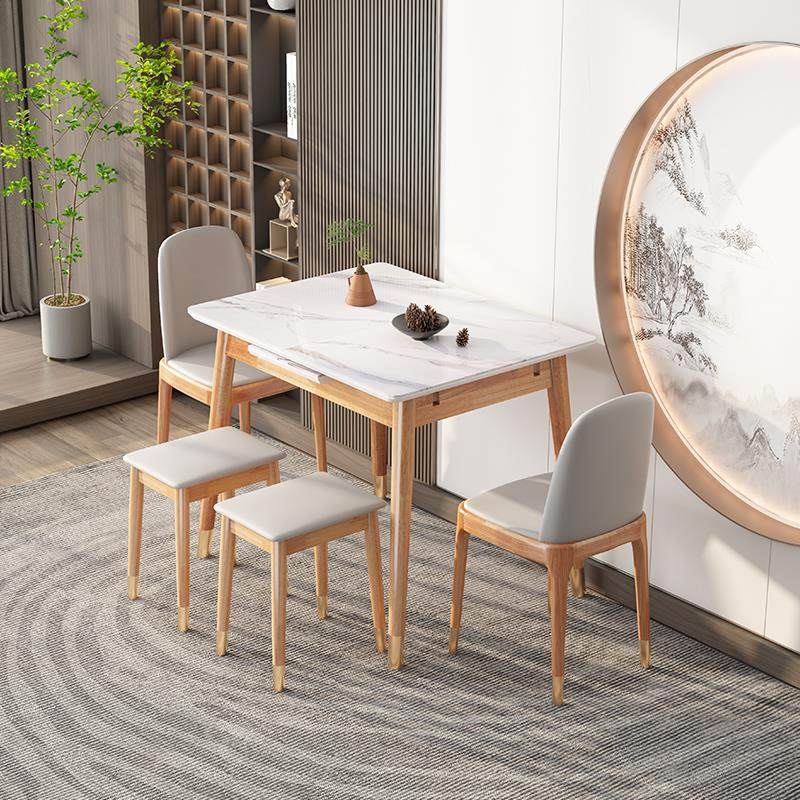 可伸缩餐桌椅组小户型家用板可折叠实木长合方伸缩餐桌岩形吃饭桌