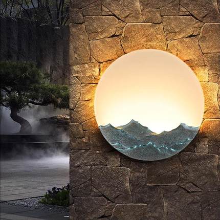 外防水新户式大壁门灯庭院壁灯太阳能别墅背景中墙灯山水装饰高碧