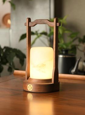 复古台充电石免插电手提头小夜灯实木云罩触摸开关喂奶睡55680眠