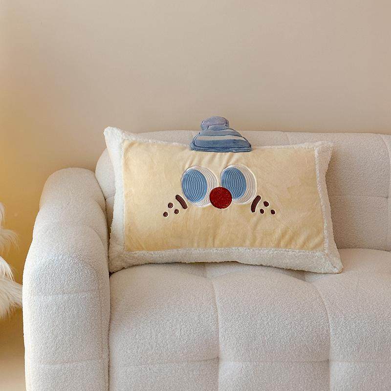 in绒s卡通牛奶枕套* ZT202403刺绣立保暖绒枕芯套枕头套枕皮 体单