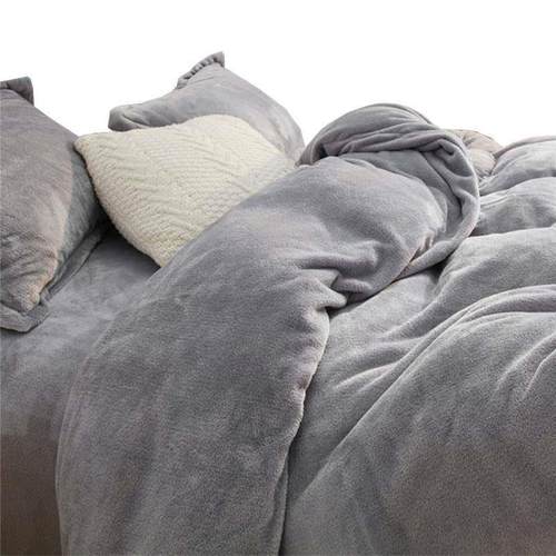 加厚牛奶绒被双套单件冬天珊瑚绒绒面绒被罩法兰绒毛加被单人mc42