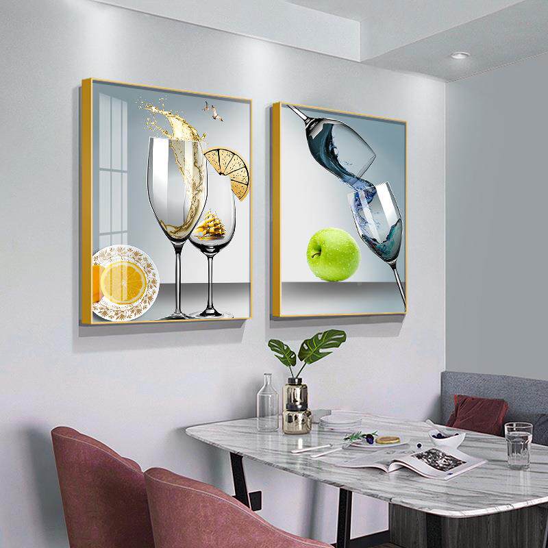 餐厅装饰画厅高档现代简约轻奢高级感饭餐SF732905桌背墙壁景联画