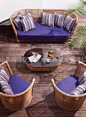 家CF1948-Z藤椅藤组合庭院阳台沙发厂手工编编织藤桌椅