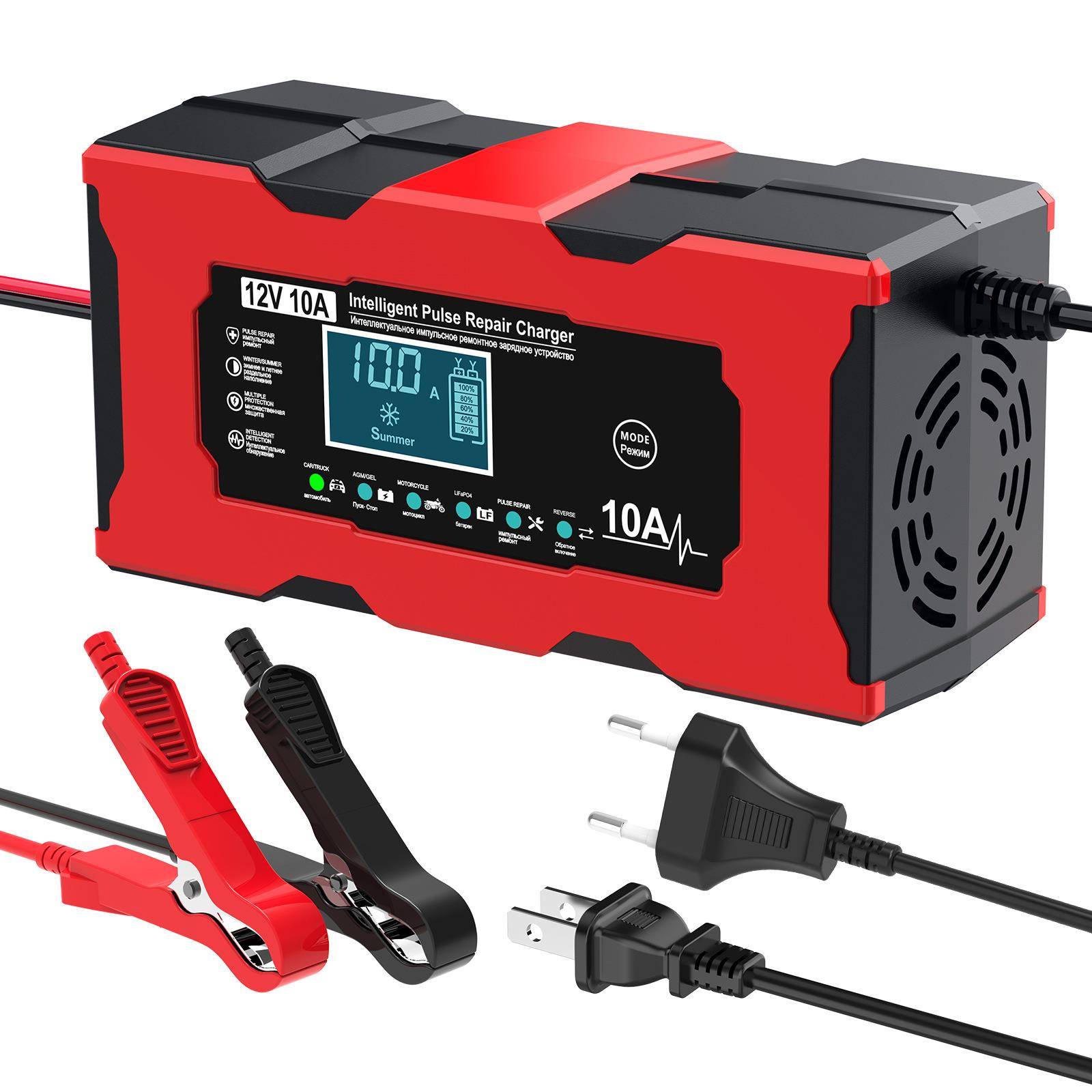 12车V磷10汽车309电瓶1A4.6V10A酸铁锂充电器摩托电瓶充电器