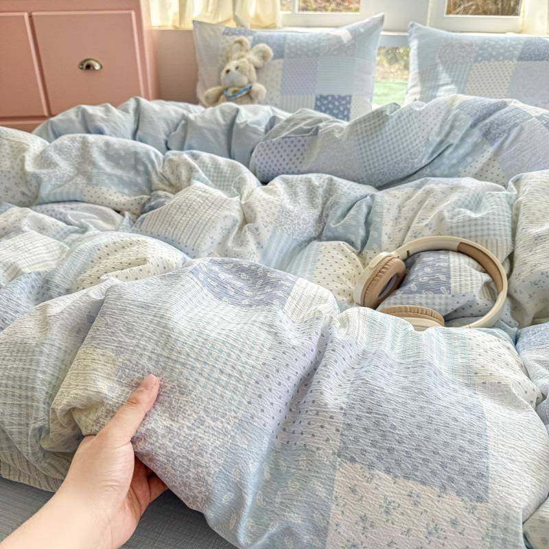 a类双层纱四件套秋季床上用品南通学生宿舍三件套小清新床单被套