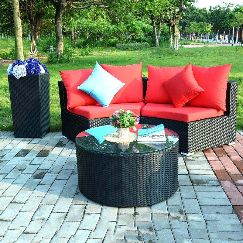 户外沙发庭院编织藤沙发四人室外露天藤椅阳台藤编家具阳光房沙发