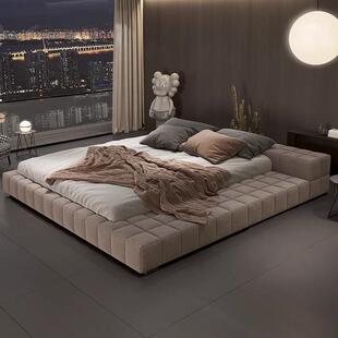 baxter床豆腐块床意式极简实木主卧别墅大床磨砂布双人床布艺床