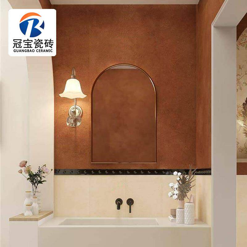 美拉德300*1200墙裙瓷砖海基布复古卫生间墙砖中古格子砖全瓷