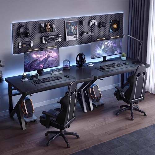 双人台式电脑桌家用大书桌轻奢简约现代电竞桌卧室办公桌子工作台