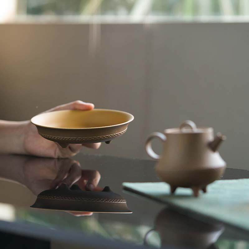 刻迷你家用紫砂干泡形壶圆茶承干泡盘茶承LBF仿古茶具配件束壶托