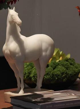 中古古复白马雕塑摆件家居饰风白色马客厅酒店电HT22486S视柜装品