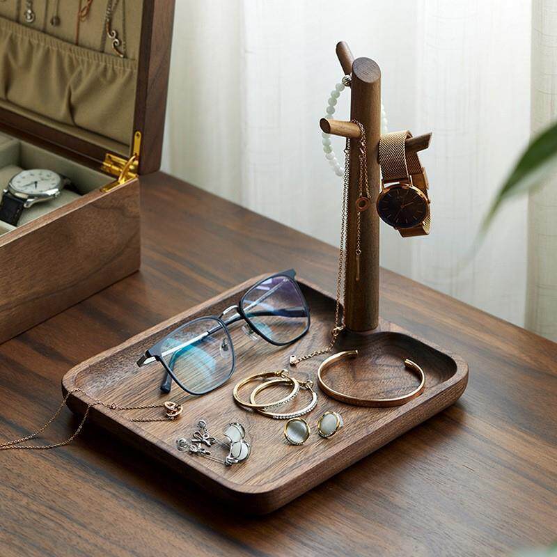 进门玄关钥匙收纳实木盘桌面摆件置物门口入户找钥匙创意挂式