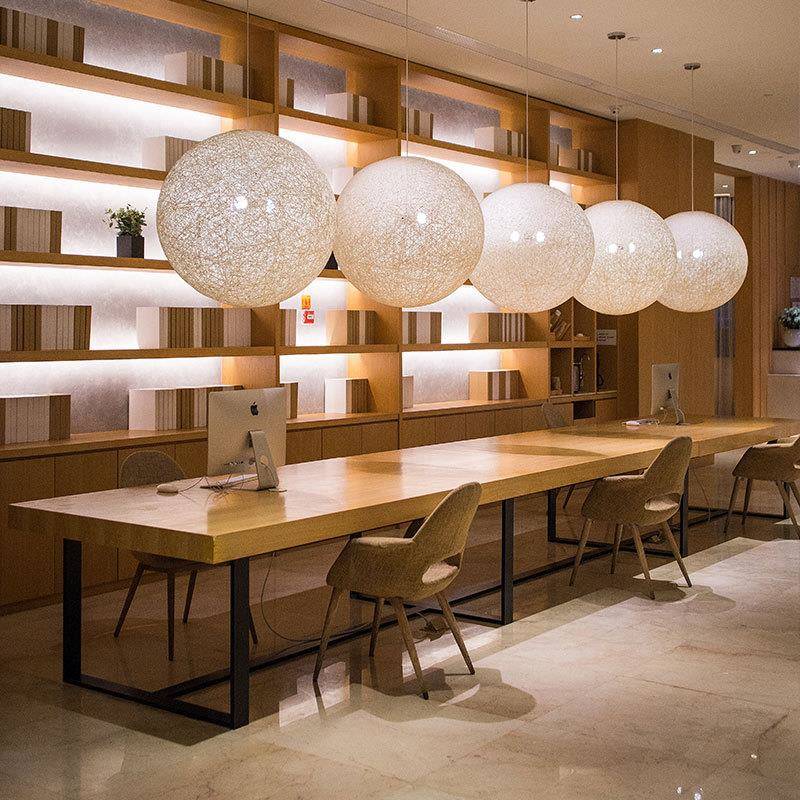 loft会议桌长桌现代简约实木办公桌工业风长条大桌子洽谈桌椅组合