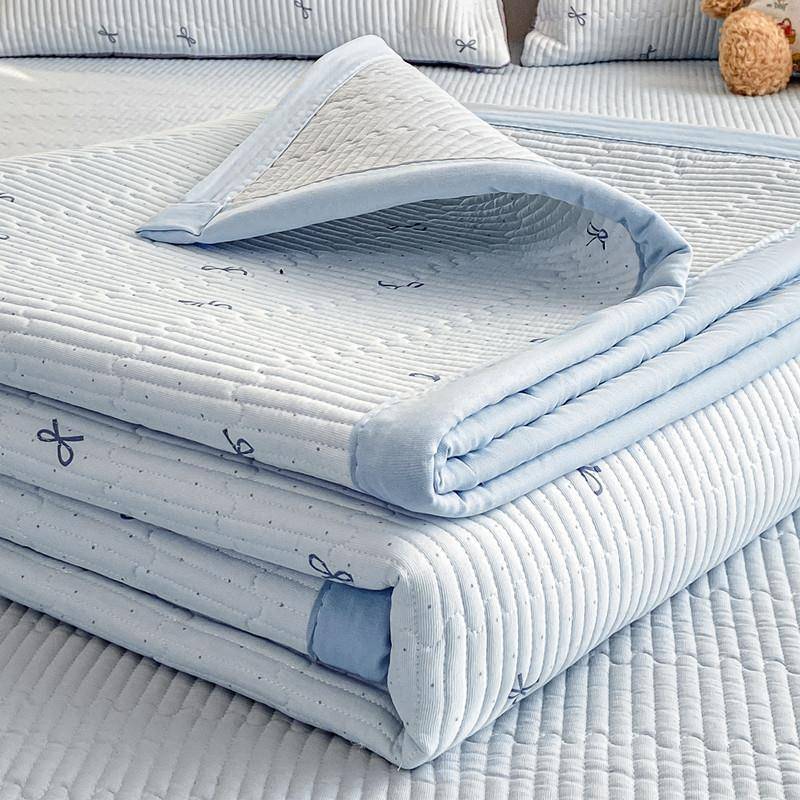 a类双层针织棉床盖三件套夹棉床单单件床褥家用榻榻米床垫床褥垫