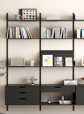 Vitsoe极简墙上轨道书架置物架展示架简约风现代实木自由组合