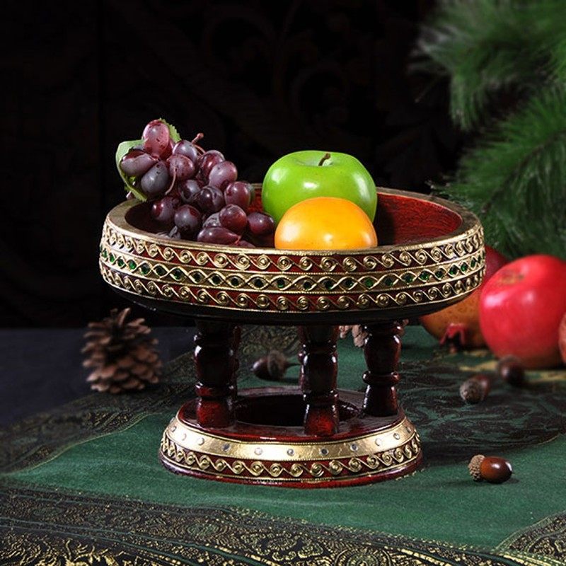 泰国实木水果盘 果盘创意泰式木质果盆 东南亚客厅家用零食干果盘