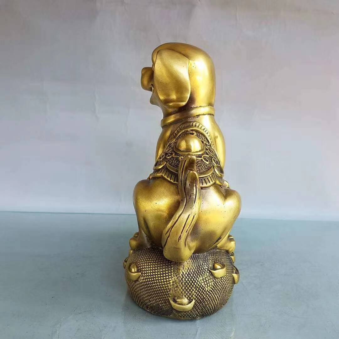 纯铜狗摆件聚宝盆招财狗办公室工艺品旺财守财生肖狗补缺角礼品
