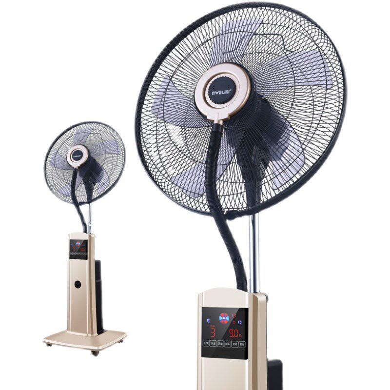 喷雾电风扇家用加湿摇控落地扇制冷水雾化风扇立式加水加冰冷风扇