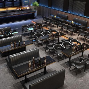 奶茶店沙发桌椅组合西餐厅咖啡馆甜品清酒吧烧烤火锅店双人皮卡座