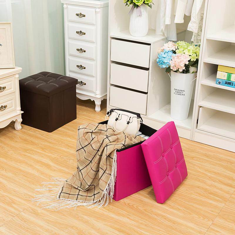 简默拼接皮革糖果色人脚凳收纳储沙发凳子坐搁凳物可