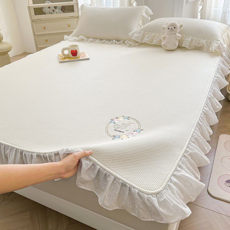 A类夏季公主风凉感冰豆豆花边凉席床裙款冰丝软席子可机洗空调席