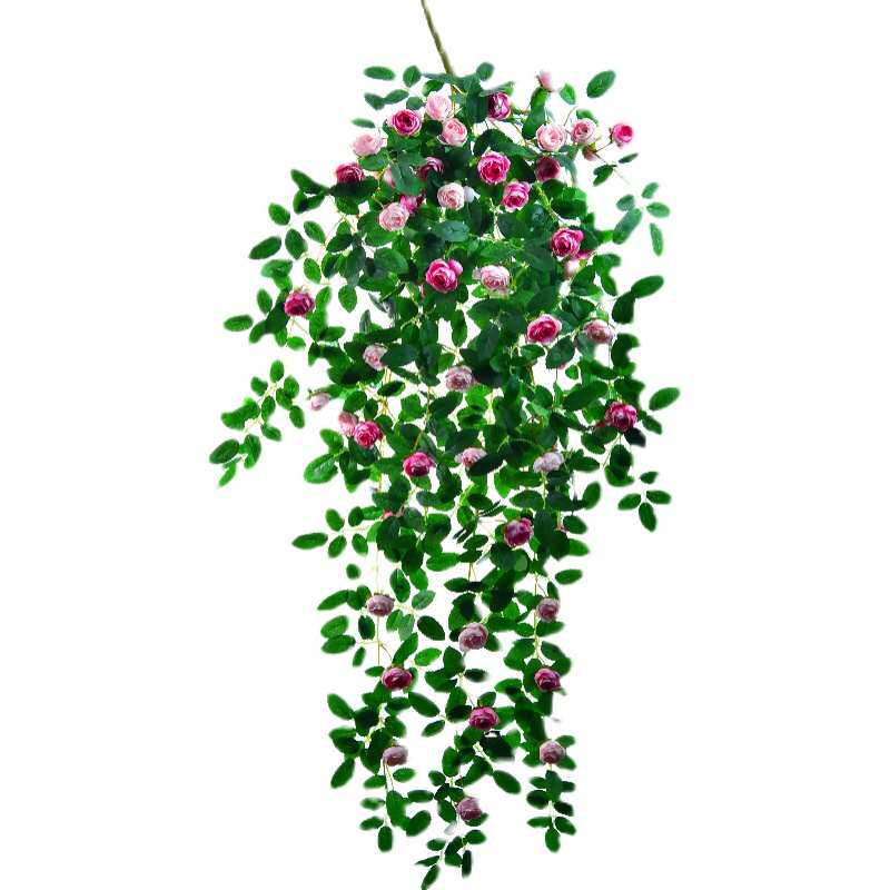 仿真玫瑰花藤吊兰绿植室内吊假垂装饰花植物塑料摆设花藤条挂墙壁