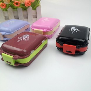 便携式旅行八格分装药盒一周大容量分药丸盒三层8格分薬盒