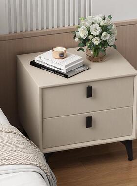 实木质现代头简柜约卧室储物柜EGV家用床床边柜轻奢收皮纳柜软包