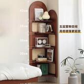 复中古藤原木转墙角柜子边置架储风物书花客厅沙发编105收纳家具