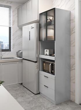 餐边柜高柜一体靠木墙奶油风TZ-012简约现置代物窄柜厨实碗柜厨房