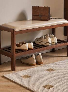 MVX家逸实木鞋凳换鞋架穿鞋凳户门口鞋柜条床尾凳软包进入门玄关
