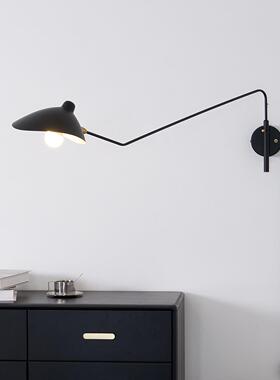 北欧张牙舞爪廊长杆床头卧室客厅摇臂灯l壁oft工业617风床头走摆