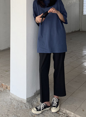 孕妇阔腿裤春秋薄款黑色西装裤宽松垂感九分裤子休闲工作服裤春秋