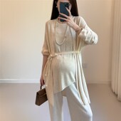 外套女宽松毛衣毛衫 2024秋装 慵懒风设计 中长款 针织开衫 新款 孕妇装