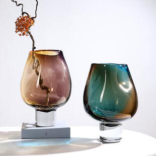 简约样板房花瓶摆件客厅餐厅装饰家居饰品手工厚重玻璃果花瓶
