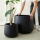 LD002北欧简约泥花超盆黑客厅落地圆形盆栽盆器大号水创色意白