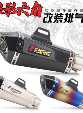 摩托车改装排气管春风250SRGS0000X2I50RNNA400改装天蝎锥六角排J