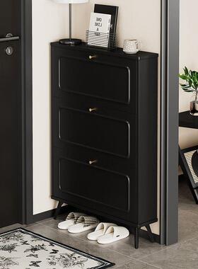 黑色ISE超薄翻鞋户柜家用门口新款鞋架爆款门复古贴花入极窄斗小