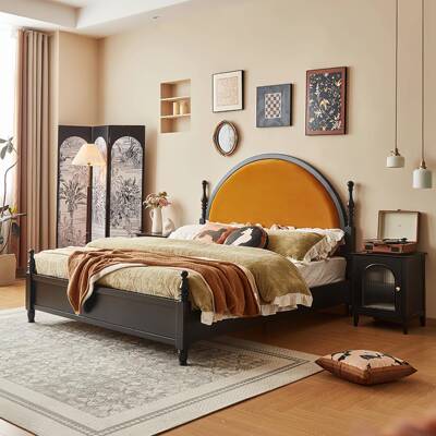 法木式复古实床12253#床米8主卧双人床巴戴娜床大圆黎头轻奢床中