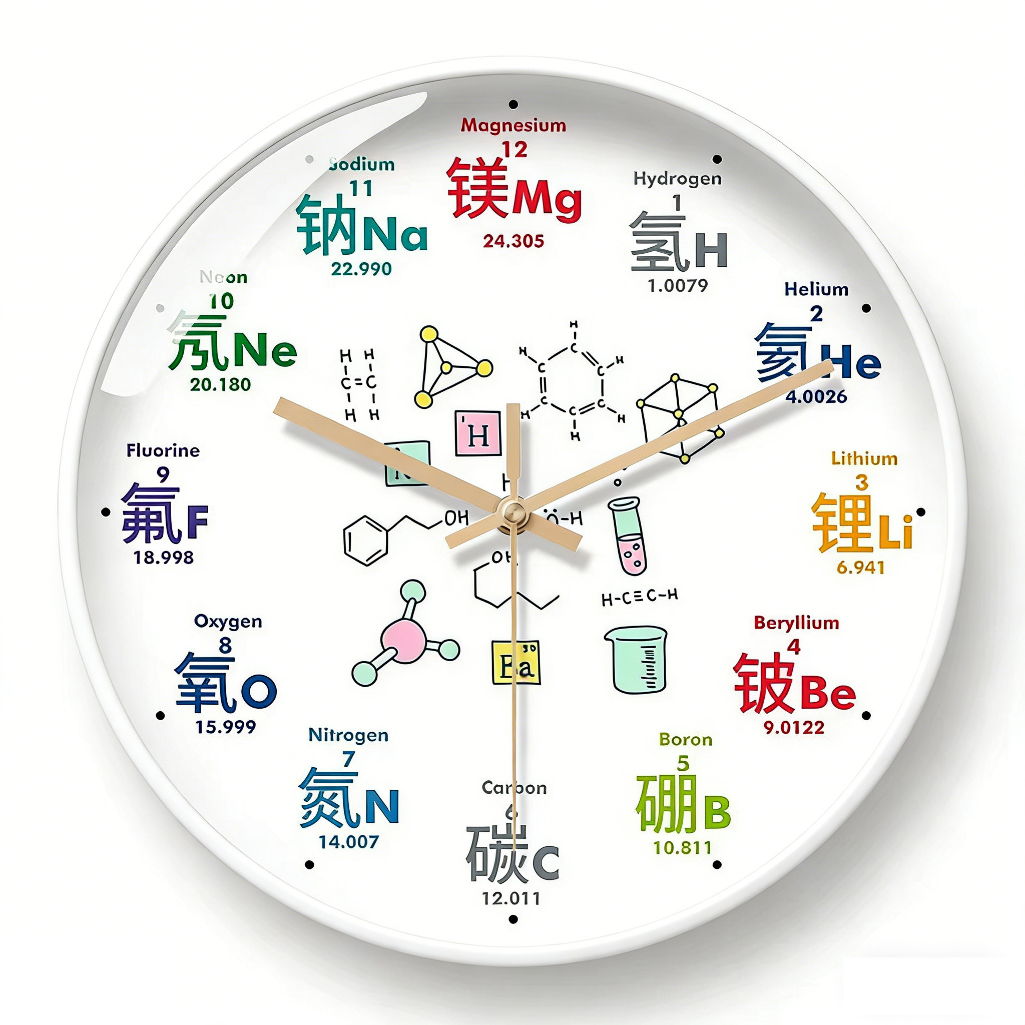 静音挂钟化学公式创意石英钟教室挂墙上免打孔客厅卧室书房家用表