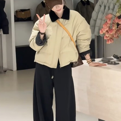 夹棉加厚外套女短款2025秋冬季新款巨好看休闲宽松小个子棉服上衣