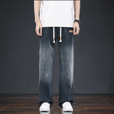 美式牛仔裤男士2025秋冬新款加绒加厚直筒宽松潮牌高街休闲长裤子